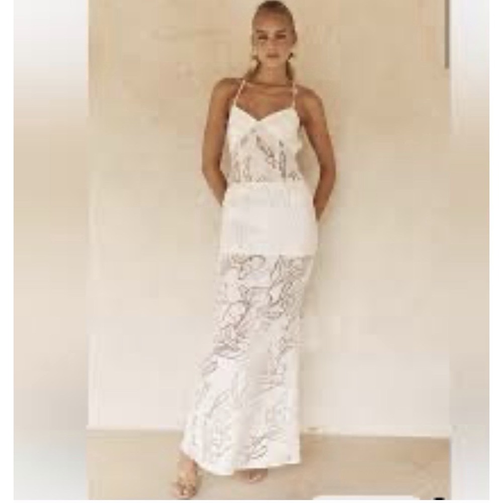 Runaway The Label White Sheer Cutout Maxi Dress Xs New Wedding Engagement
